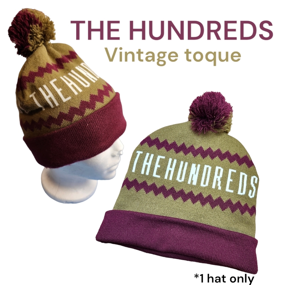 Vintage The Hundreds Ski toque Burgundy olive green Beanie Winter hat O/S